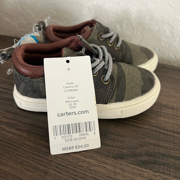 TWO (2) Baby Toddler Shoes - Camo Grey - Size 4 - Carters Brand New - Picture 8 of 10